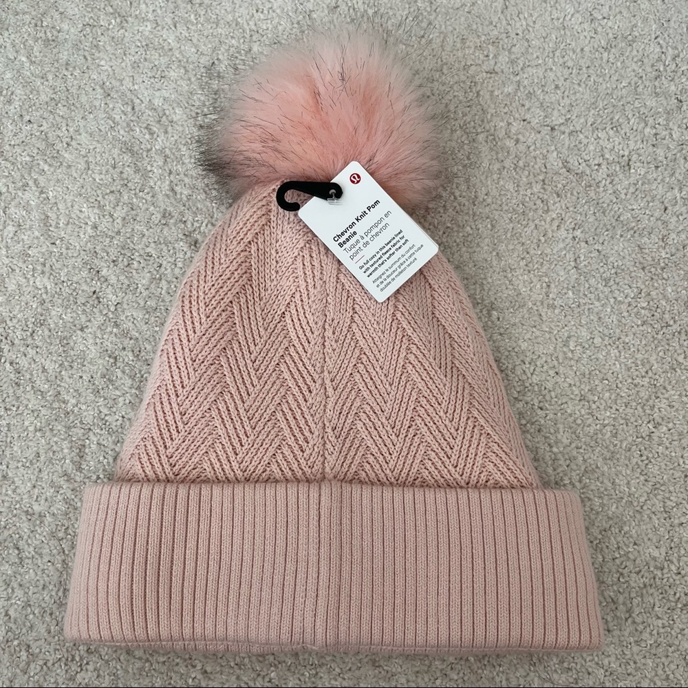 Lululemon Athletica Pink Knit Hat with Pom